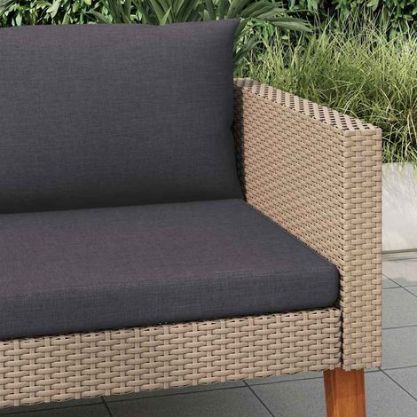 Canapé simple de jardin, Canapé d'extérieur, Meuble de jardin, avec coussins Résine tressée Beige OIB3596E (1/5)