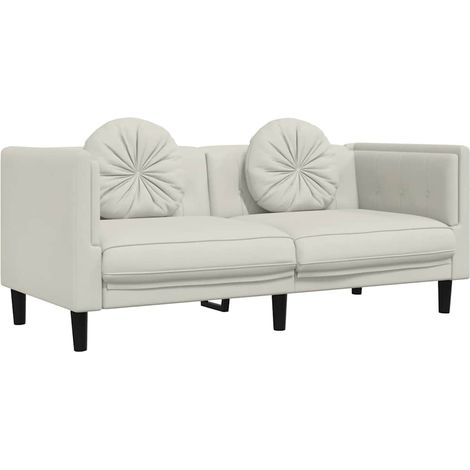 Divano a 2 Posti  Sofa con Cuscini Crema in Velluto (1/5)