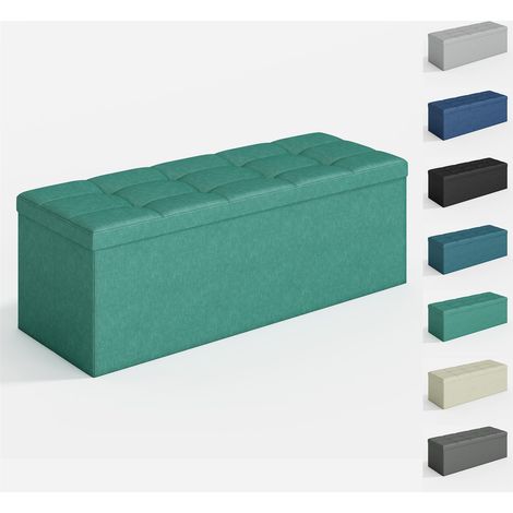 Foldable Storage Ottoman, Storage Bench with Lid, for Bedroom & Living Room, 110 x 38 x 38 cm GREEN