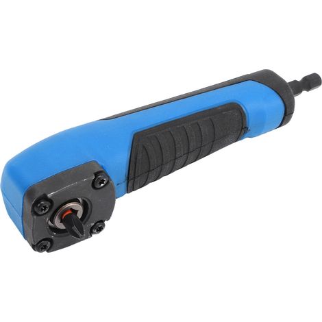 Adaptateur perçeuse à angle droit, interface hexagonale, tournevis électrique coudé, embout magnétique bleu, accessoire d'angle avec jeu d'embouts (1/5)