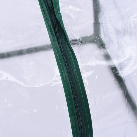 Ohne Rahmen (290 × 106 × 90 cm, zufällige Farben: Dunkelgrün/Hellgrün/Weiß, 6 Reißverschlüsse): Isolierte Kunststoffabdeckung für Mini-Gewächshaus, regendichter Gartenschutz, Gewächshaus für Pflanzen (1/5)
