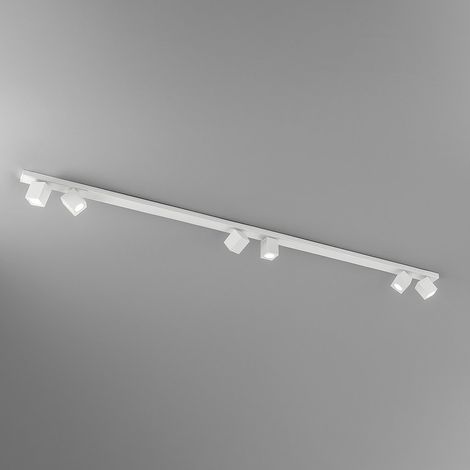 Plafoniera Moderna Oddy Faretti Cubici Metallo Bianco 6 Luci Orientabili Gu10