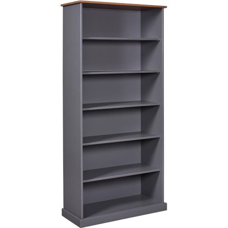 Libreria Lz 5 in Pino Massello Grigio 90 x 38 x 190 cm (1/4)