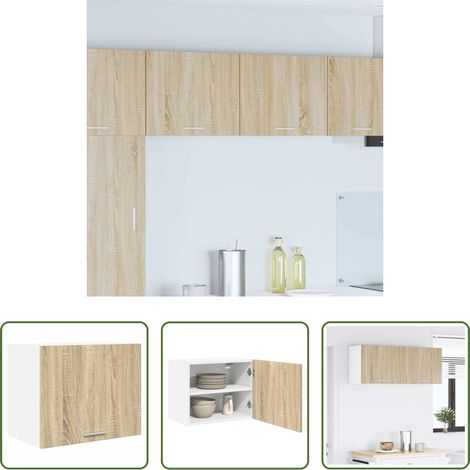 Küchenschrank Holz - Hängeschrank mit Speicher Sonoma-Eiche und Weiß 50 x 31 x 40 cm (1/5)