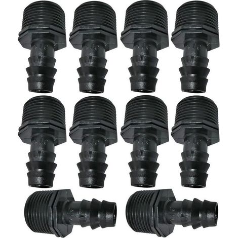 Set mit 10 Schlitzadaptern / Tropfzähleranschlüssen mit Außengewinde – Verbinder für Bewässerungssysteme / Bewässerung
