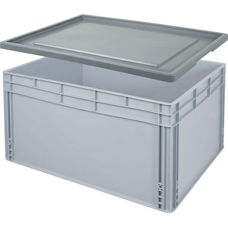 BRB Eurobox mit Stülpdeckel, LxBxH 800 x 600 x 420 mm, 175 Liter, Griffleisten