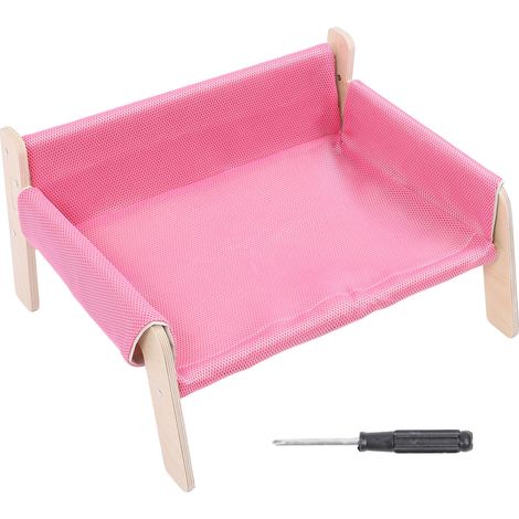 Pet Couch Bed Pine Wood Stylish Look Versatile Anxiety Relief Elevated Cat Dog Sofa Bed for Home Indoor Pink (1/5)
