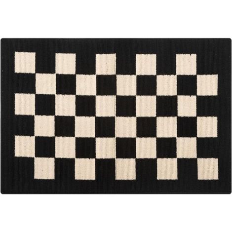 Tapis à carreaux antidérapant pour entrée - 50 x 80 cm - Convient aux entrées intérieures et extérieures, balcons, couloirs et espaces pour animaux - Noir (1/5)
