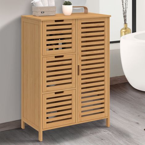 Mueble de baño BEA de bambú con 3 cajones y armario
