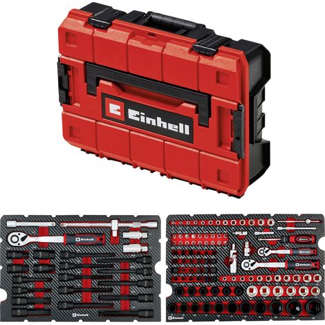 Original Einhell E-Case 121-tlg. Werkzeugkoffer KFZ (KFZ-Profi, Stecknuss-Set, Bit-Stecknüsse, Impact-Bits, Zündkerzeneinsätze, Umschaltknarren, Systemkoffer) (1/5)