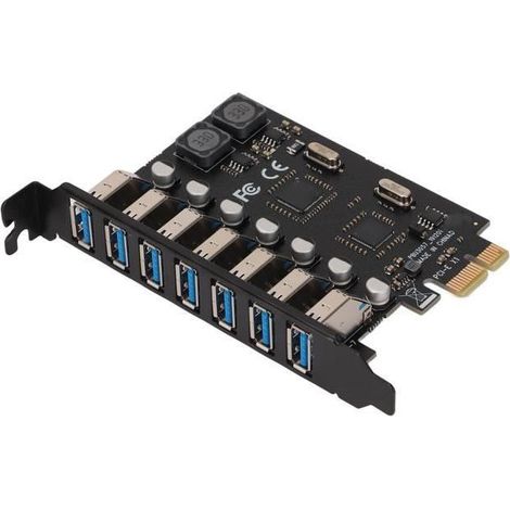 Zerodis carte PCI Express Carte d\'extension PCIE vers USB 3.0 5 Gbps haute vitesse 4A alimentation VIA puce PCB avec 7 ports USB3.0 (1/4)