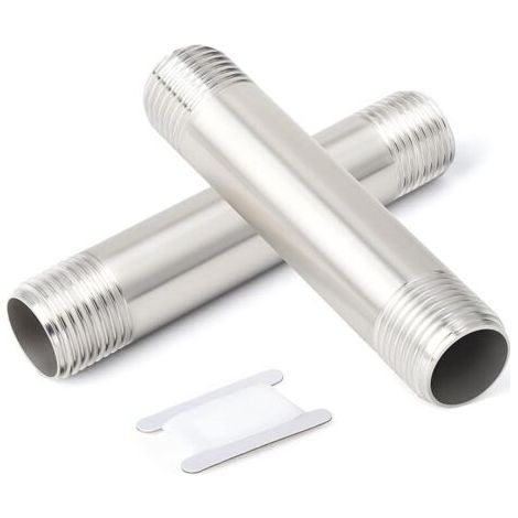 Pair 2 Pcs 250mm 1/2\" x 1/2\" BSP mâle Carte Manchon Casting Tube 304 raccords de tuyauterie en Acier Inoxydable (1/5)