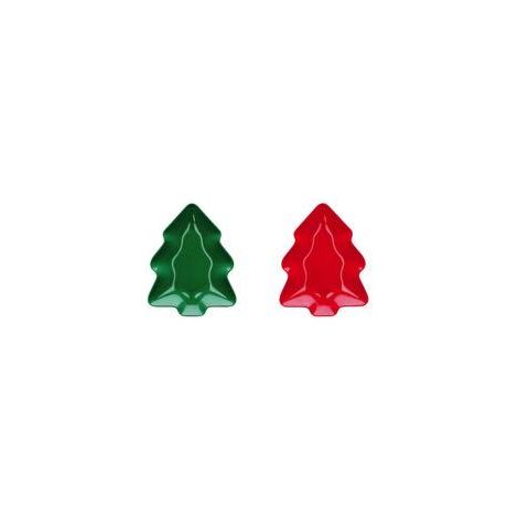 Regalo Italiano Ciotola in Melamina Forma Albero Natale Ass. 18,5 x 24 H 2,5 Cm Rosso Verde 1 Pz