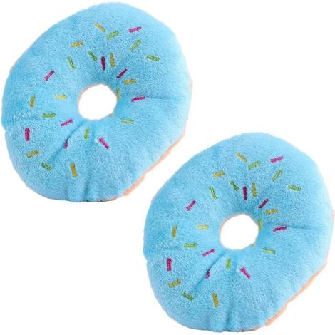 Lot de 2 jouets couineurs en forme de donut pour animal domestique - Jouet couineur en forme de donut - Jouet couineur en peluche à la myrtille - Jouet couineur pour chien (1/5)