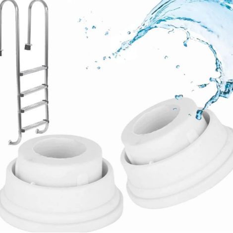 4-piece set of pool ladder rubber plugs. universal rubber pool ladder plugs. replacement parts for diving machinery staircase accessories. white (1/5)