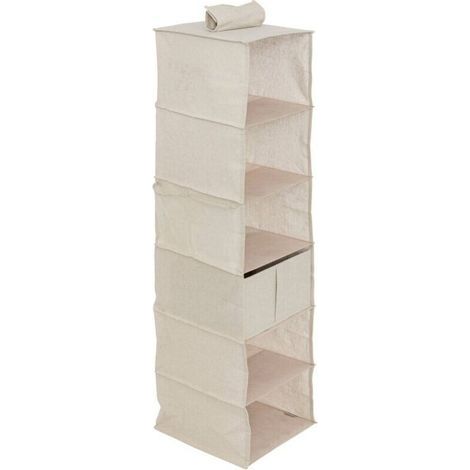 6-compartment shoe storage unit with basket, beige, 127x30cm - 5five (1/4)