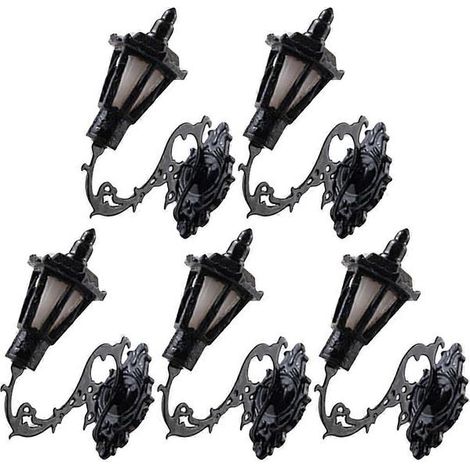 Mini lampe murale décorative, lot de 5, miniature pour table de sable, en ABS noir. (1/2)