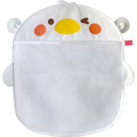 Sac de rangement pour jouets de bain enfant, grande capacité, forme cartoon, filet suspendu avec ventouse, blanc (1/5)