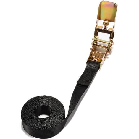 Sangle d'arrimage 1 m avec cliquet - 25 mm de large - Crochet à cliquet - Fixation sans crochet - Sangle de fixation pour voiture, diable, bagages - Camping - Charge fixe (1/5)