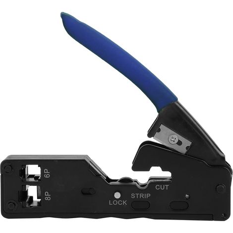 Pince universelle 6P8P avec coupe-fil, dénudeur pour connecteurs RJ45 et RJ11 Bleu (1/5)