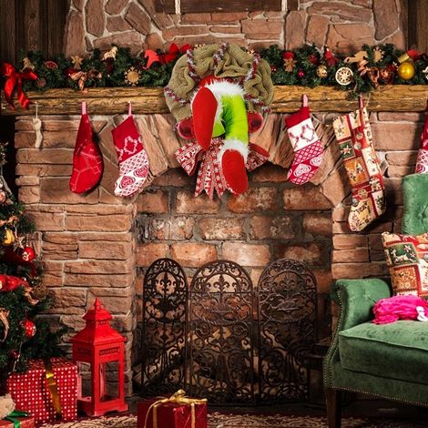 Weihnachtliche Diebes-Jute-Dekorationen für Türen, Fenster und Wände - Festlicher Kranz (1/5)