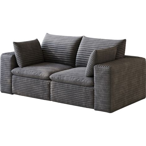 ELVMI Divano Modulare 180 cm in Tessuto, Seduta Morbida, Senza Struttura in Legno, Grigio Scuro (1/4)