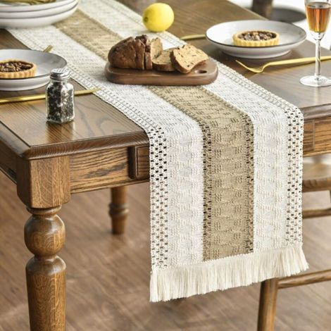 30 x 140cm Bohemian Country Style Table Runner - Linen and Cotton - Washable - Table Decoration - For Parties, Weddings, and Birthdays (1/5)