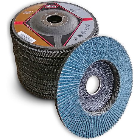 Oc-Pro – Lot de 10 disques à lamelles zirconium 125 mm grain 80 – Pour acier inoxydable et aluminium – Support fibre de verre – Compatible meuleuses 125 mm