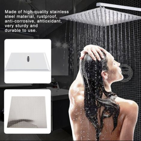 NALOOKAMIC Tete de douche Pluie Carré en Acier Inox 50CM - Haute Pression Pommeau Douche, Économiseur d'Eau, Anti-Calcaire, Rotation 360°, Installation Facile (1/3)