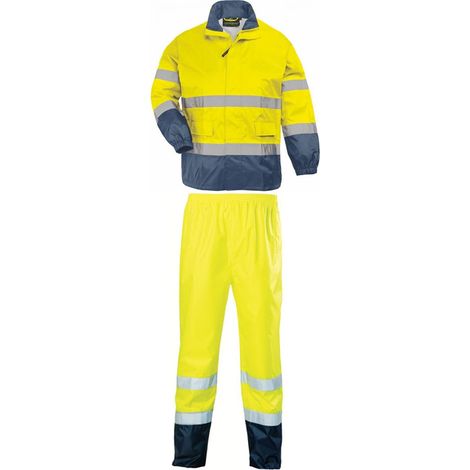 Tuta antipioggia ad alta visibilità Coverguard HI WAY Giallo / Marina XL (1/4)