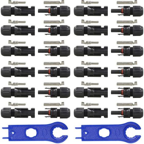 12 Paires Photovoltaique Câble Connecteur, Connecteur PV, Connecteur Solaire Photovoltaïque avce Clés Hexagonales, Connecteur Solaire Mâle + Femelle pour Panneaux Solaires Cable Accessoires (1/5)