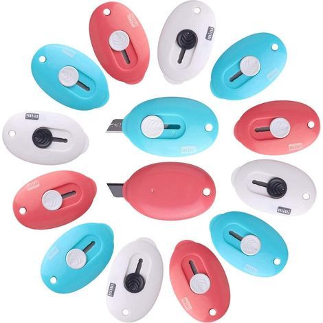 Set of 14 retractable knives with letter opening, made of steel alloy with chain hole (1/5)