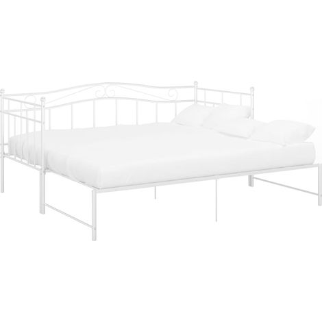 Maison Exclusive - Ausziehsofa Bettgestell Weiß Metall 90x200 cm