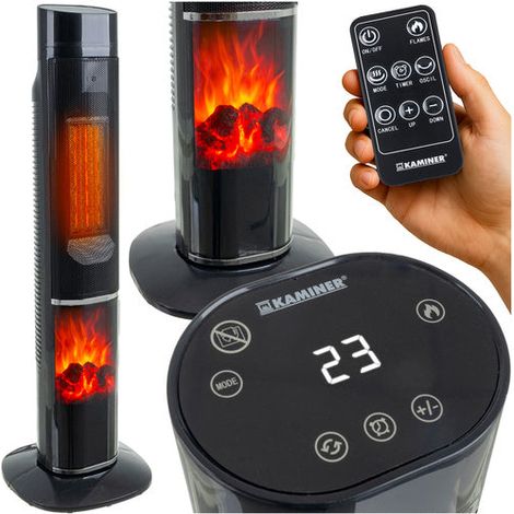 Stufa elettrica a colonna 2000w effetto camino telecomando (1/5)