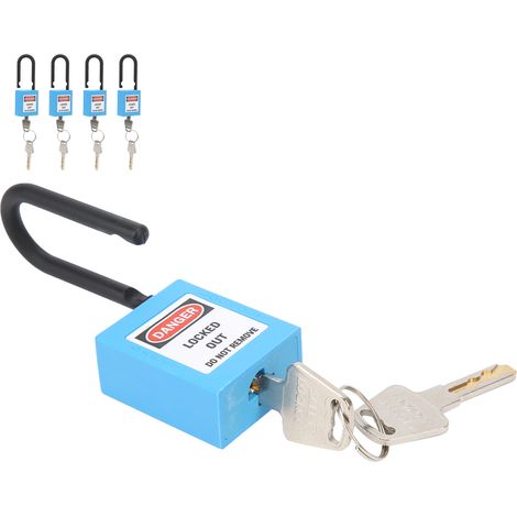 5 Cadenas de Sécurité en Nylon 38mm Antipoussière avec Clé pour Procédure Lockout Tagout - Bleu (1/5)