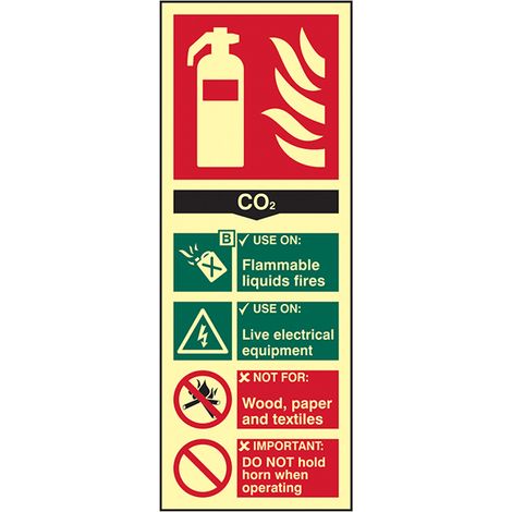 Scan 1592 Fire Extinguisher Composite CO2 - Photoluminescent 75 x 200mm SCA1592