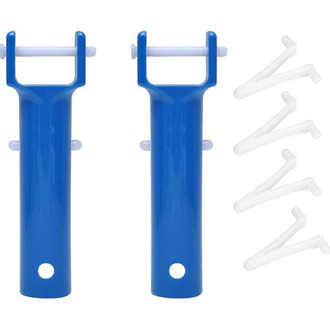Lot de 2 poignées de brosse de piscine universelles avec clips en V et broches pour aspirateur de piscine et spa Bleu