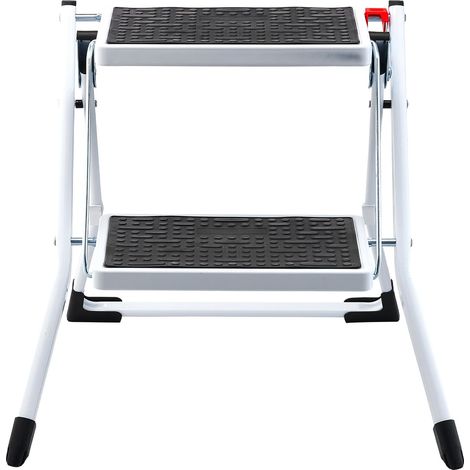 Escabeau 2 Marches 150kg, Pliable en Acier Robuste avec Large Marche Antidérapante, Idéal pour Maison, Cuisine, Bureau, Camping-car (1/5)