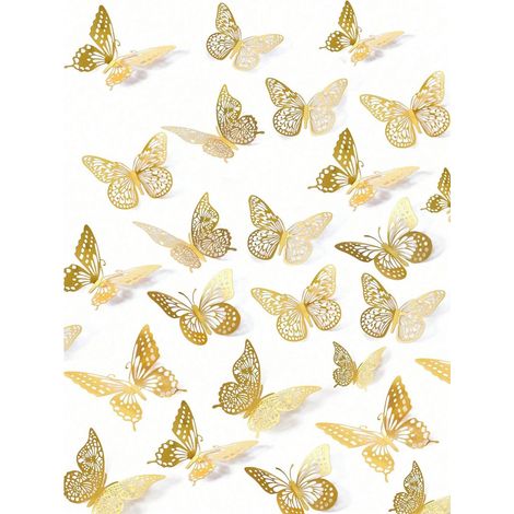 Stickers Muraux Papillon 3D, 4 styles, 3 tailles - Décorations d’anniversaire papillon, décorations de fête papillon, décorations de gâteau, décorations de pépinière (1/4)
