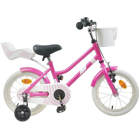 Teenpull – Kinderfahrrad 14 Zoll für 3-5 Jahre alt Dunkelrosa (1/5)
