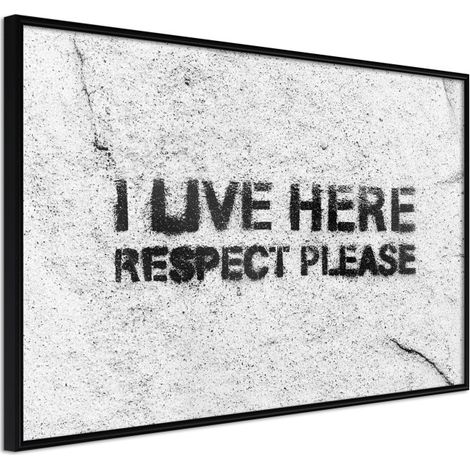 Affiche Murale Encadrée "Respect" 90 x 60 cm Noir