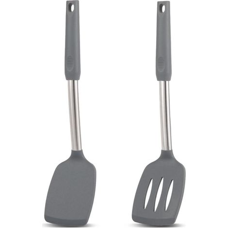 Pfannenwender-Set 2 Stück, Silikon, hitzebeständig, antihaftbeschichtet, für Fisch & Eier