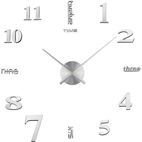 Horloge murale moderne silencieuse à faire soi-même, grand format, autocollant 3D, décoration pour la maison ou le bureau, cadeau