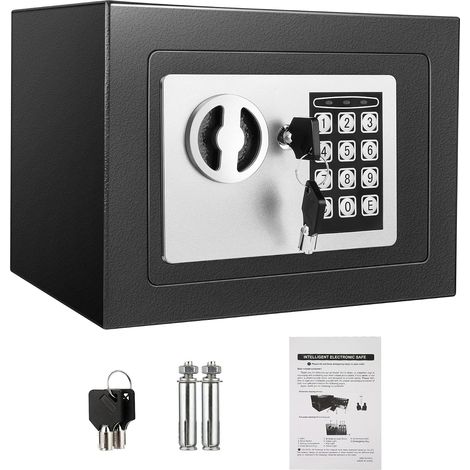 6,5L Coffre Compact Ignifuge et Étanche – Coffre-fort Électronique pour Armoire avec Double Boulons en Acier, Revêtement en Velours et Clés d'Urgence, 23 x 17 x 17 cm (1/5)