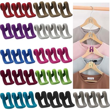 33 pièces de crochets floqués, mini-cintres, crochets de suspension antidérapants et supports en ligne de niveau, gain de place - 11 couleurs (1/5)