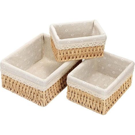 Aufbewahrungskorb, Set aus 3 gewebten Aufbewahrungskörben, Aufbewahrungskörben und Boxen, Aufbewahrungskorb für Badezimmer, Küche, Baby-Wickeltisch-Organizer (1/5)