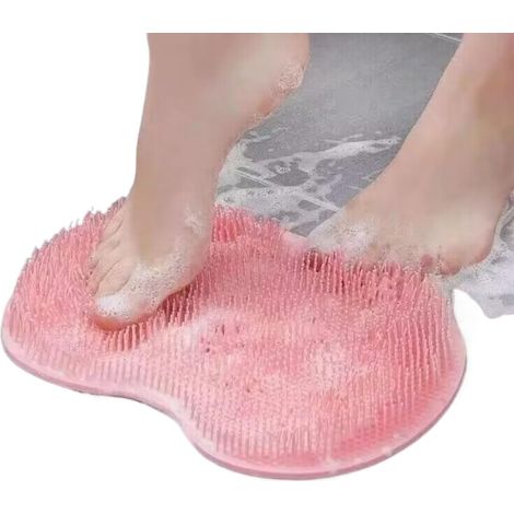 Rutschfeste Silikon-Fußmassagematte – Entspannende Massagematte – Massageplatte mit Saugnapf für die Dusche – Leistungsstarke Fußmassagematte – Duschwandmatte – Rosa