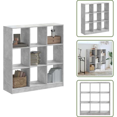 Bücherregal Betongrau 102x32x108 cm Holzwerkstoff - BucheRegal - Wohnraumorganisation - Aufbewahrungslösung - Holzwerkstoff Möbel - Graues Regal (1/5)