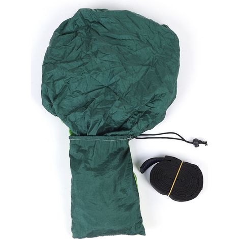 Lit suspendu d'extérieur extensible, hamac de camping et de voyage, balancelle de couchage (vert + vert foncé) (1/5)