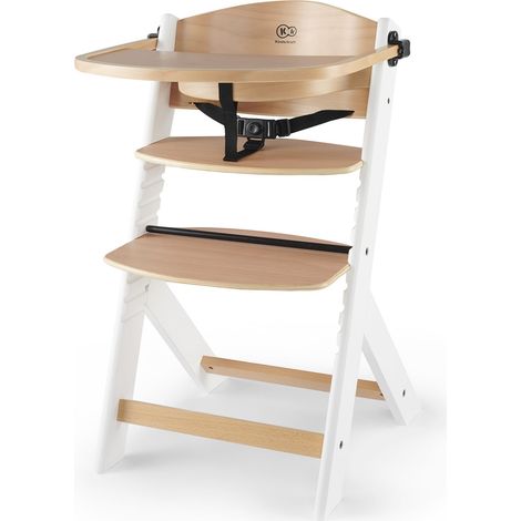 Kinderkraft Seggiolone Pappa in Legno ENOCK, Evolutivo, Multifunzionale, Sedia Ergonomica, Altezza Regolabile, Facile da Pulire, dai 6 Mesi ai 10 Anni, Bianco (1/5)